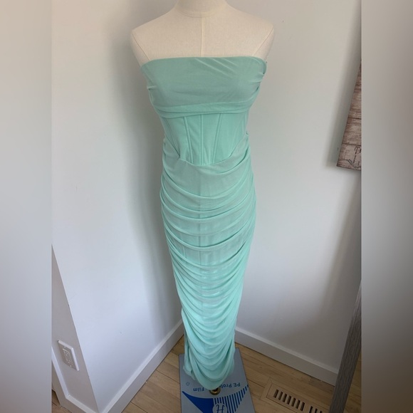 Rare London Dresses & Skirts - Rare London Chic Mint Green Strapless Dress with Sleek Fit